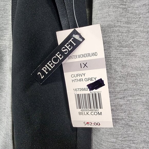 Kim Rogers 2 Piece Jacket & Pants Curvy Track Suit Set Grey & Black Full Zip 1X - Picture 4 of 13